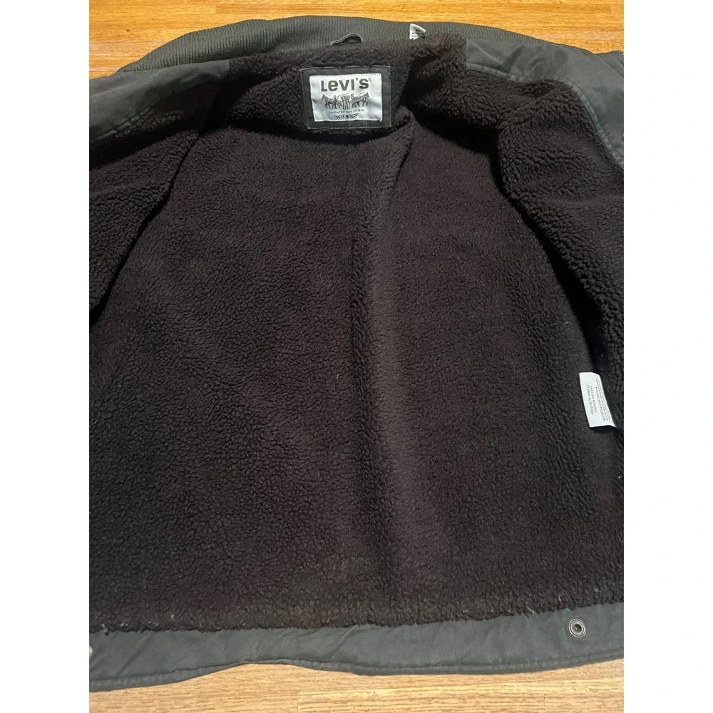 Levi's Men Med Charcoal‎ Sherpa Lined Field Cotton Canvas Military Coat Jacket